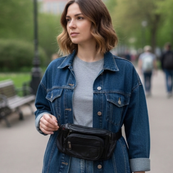 Black Leather Waist Bag - Picture 10 of 10